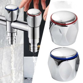 SPORTARC 2Pcs Cold+Hot Tap Top Head Faucet Cover Handle Chrome Plated Replacement Accessory Set