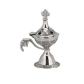 Greek Byzantine Christian Orthodox Brass Church Censer Incense Burner with Cross (7702n)