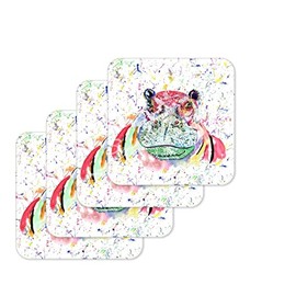 Coaster Hippo Wild Wildlife Animals Coasters Watercolour Art Gift Work Office Dining Tea coffee (4)