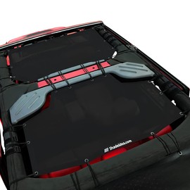 Shadeidea JK Sun Shade Top Compatible with Jeep Wrangler JKU Top Sunshade Soft Mesh Roof Cover (2007-2018)- Wind Noise UV Blocker -10 Year Warranty -4 Door -Black -Front&Rear (2 pcs)