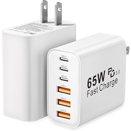 USB C Charger Block, 2-Pack 65W 6-Port USB C Wall Charger Phone Charger Fast Charging PD Power Adapter+QC Wall Plug Multiport Type C Brick Chargers for Phone 16 15 14 13 12 11 Pro Max XS