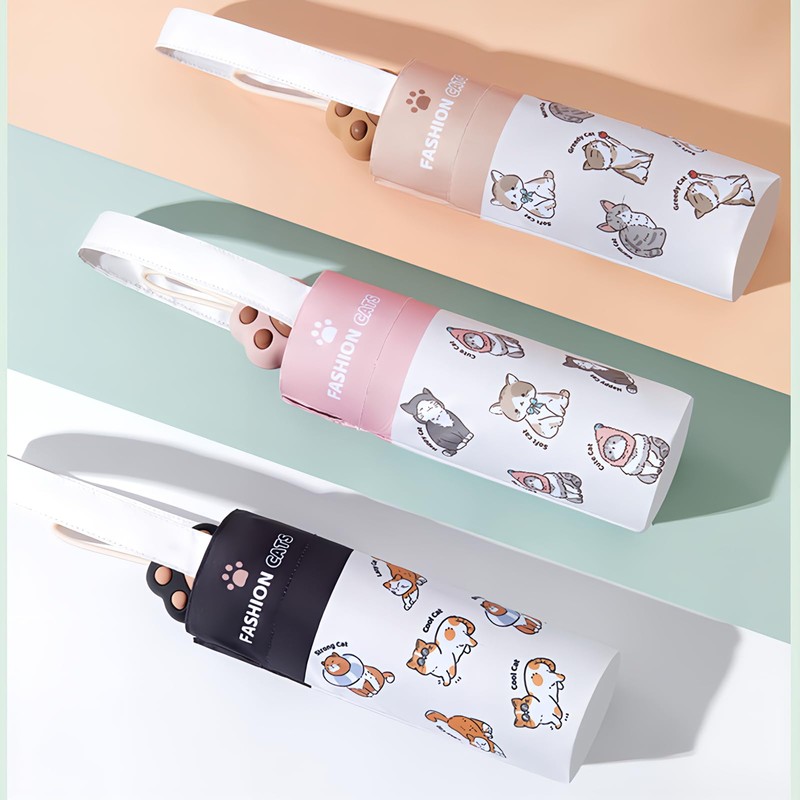 YasYouRi Folding Umbrella, Cat Paw Cat Pattern, Cute, Open and