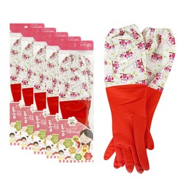 Myungjin 5 pairs of long brushed rubber gloves/winter gloves for kimchi dressing/latex / 명진 롱기모고무장갑5켤레/겨울철 김장용장갑/라텍스