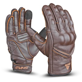 Shaz Premium Cowhide Leather Motorcycle Gloves for Men and Women- Touchscreen Hard Knuckle Protected Motocross Motorbike Racing Riding Biker Gloves (Brown, Medium, Ambidextrous)