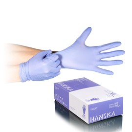 HANSKA 100 Purple Nitrile Disposable Gloves - Powder Free - Disposable - Ambidextrous - Non-Sterile - Rubber Base - Suitable for Medical Areas, Food Handling (100, XL)