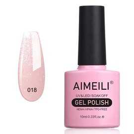 AIMEILI Semi-permanent UV LED Gel Nail Polish Nail Polish Colors for Manicure - Sparkle Grapefruit (018) 10ml