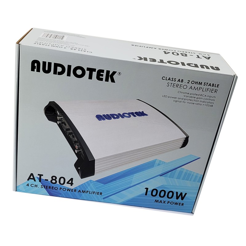 Audiotek AT804 4 Channel Stereo Car Amplifier - 1000 Watts,