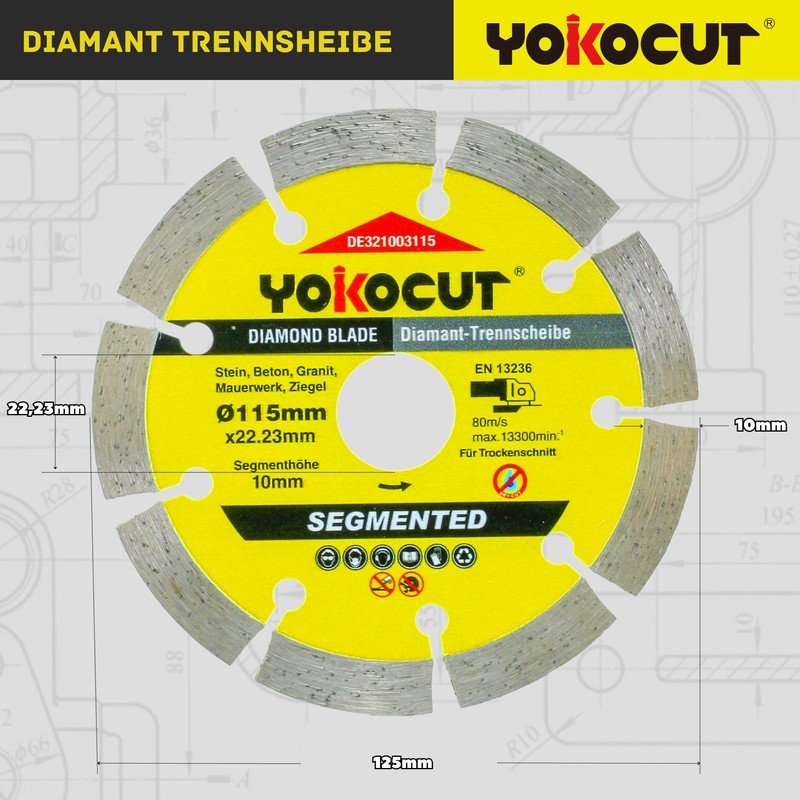 YOKOCUT Diamond Cutting Disc 115 mm, Diamond Cutting Disc Set