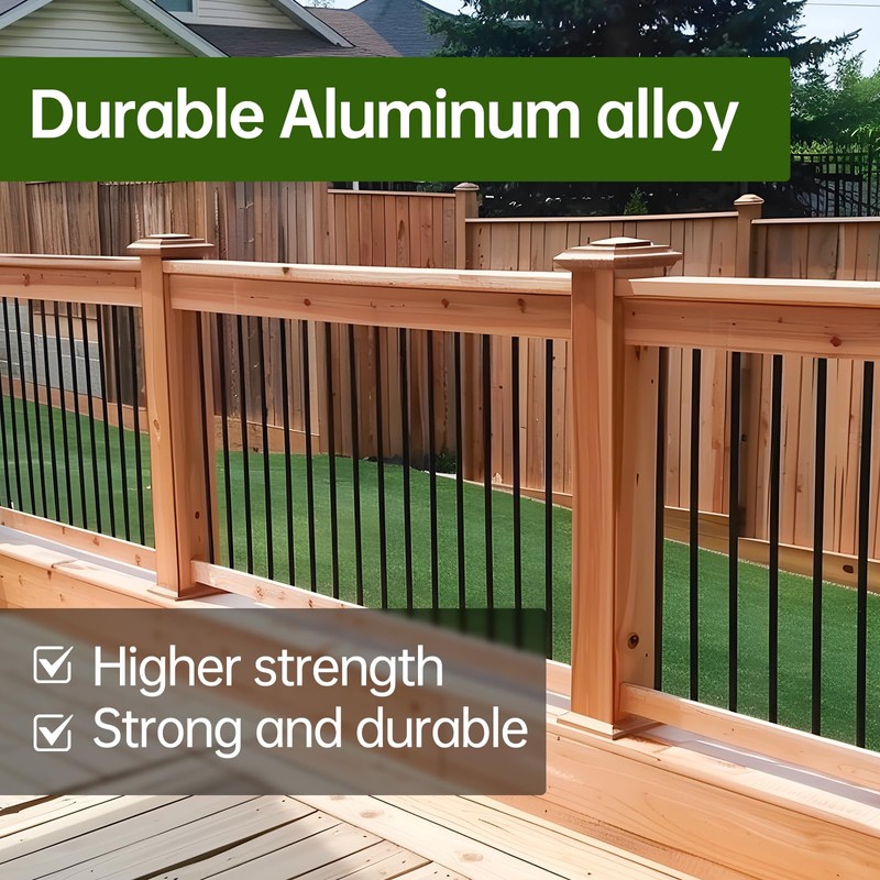 36"-50Pack Aluminum Deck Balusters Hollow Round Deck Railing Spindles Matte