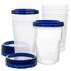 PLASTICPRO Food Storage Freezer Deli Containers Clear bottom With blue