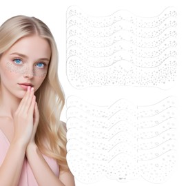 PEOVLVN 12 Pcs Glitter Freckles Face Tattoo, Silver Face Glitter Sparkle Freckles Waterproof Long Lasting Freckle Tattoo Makeup Patches for Women(Silver)