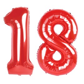 40 Inch Red Number 18 Digital Balloon,Jumbo Mylar Foil Helium Balloon for 18 Balloons for Birthday Party,Wedding Anniversary Party Decorations