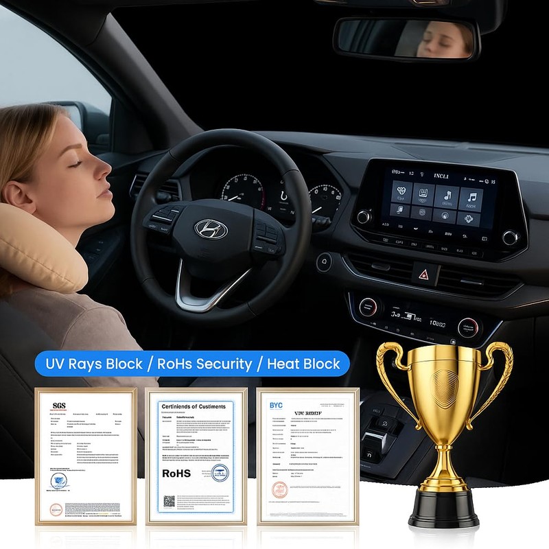 Foldable Sun Shade WODSTA Full Coverage Windshield Sunshade Compatible with