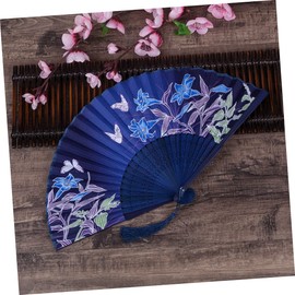 KONTONTY Hand Folding Fan Vintage Bamboo Fan with Floral Print Elegant Chinese Style for Weddings Parties Home Decor Lightweight and Portable Accessory for Hot Summer Days