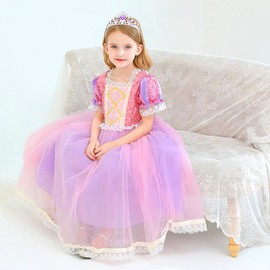 CREDIBLE F5551 Princess Dress, Children, Cosplay, Costume, Costume, Recital, Halloween, Purple x Pink, 43.3 inches (110 cm)