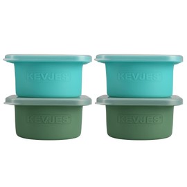 KEVJES Silicone Dough Proofing Proving Containers with Air-tight Lids-4 pack-500ml (2 Blue+2 Green)