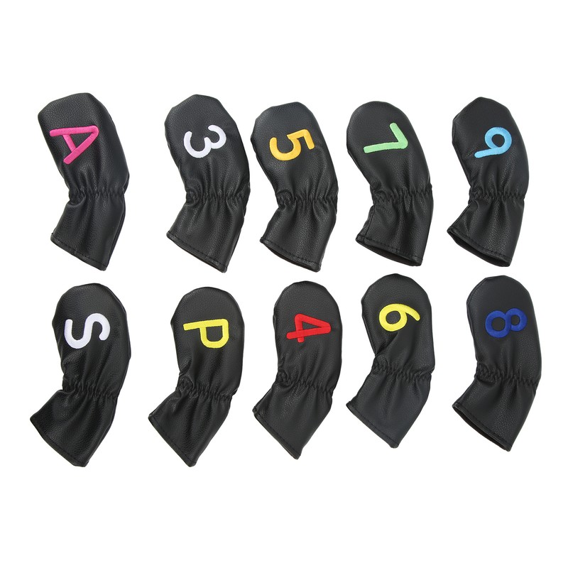 10Pcs Golf Head Cover Club Headcover Waterproof PU Elastic Closing