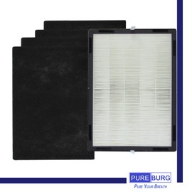 PUREBURG Replacement 1 x HEPA Filter and 4 x Carbon Pre-Filters Compatible with LivePure LP-HF350 LP-PF900 Fits LivePure LP350TH / LP350THP Aspen Series True HEPA Air Purifiers