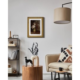 VIYYIEA Vintage Gold Framed Wall Art, 11x14 Inch Rose Bouquet Floral Retro Picture Paintings, Antique Frame Canvas Artwork, Victorian Picture Photo Frame Wall Decor for Gallery Bathroom Bedroom