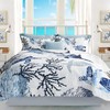 Coastal Bedding King Size Coastal Quilt with 2 Shams, Nautical