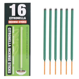 Outdoor Citronella Incense Sticks - 2.5 Hour Protection - 16 Sticks per Box -Citronella Sticks for Camping, Patio, etc