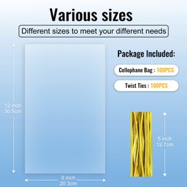 Grehge ンバッグ セロハンおやつバッグ クリアギフトバッグ ケーキポップバッグ キャンディバッグ セロバッグ パーティー記念品 お菓子作り ベーカリー クッキー 5インチのツイストタイ付き 100個