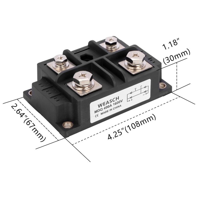 Weasch Bridge Rectifier MDQ-400A, AC to DC, 1600V 400A, Full