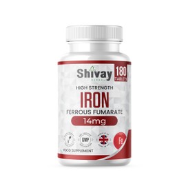 Iron 14mg Tablets | 180 Vegan Tablets - 6 Month Supply | High Strength Ferrous Fumarate Supplement | for Tiredness & Fatigue | Made in The UK by Shivay Herbals