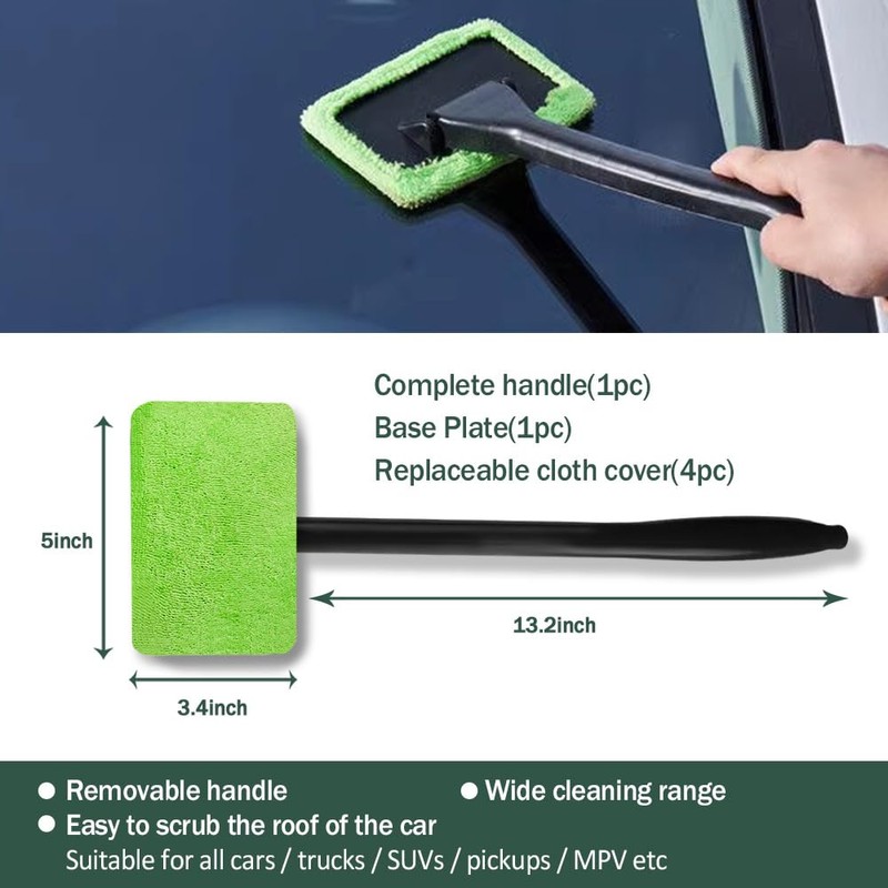 Lecctso Windshield Cleaner, Window Cleaner Tool, Microfiber Window Cleaning Tool