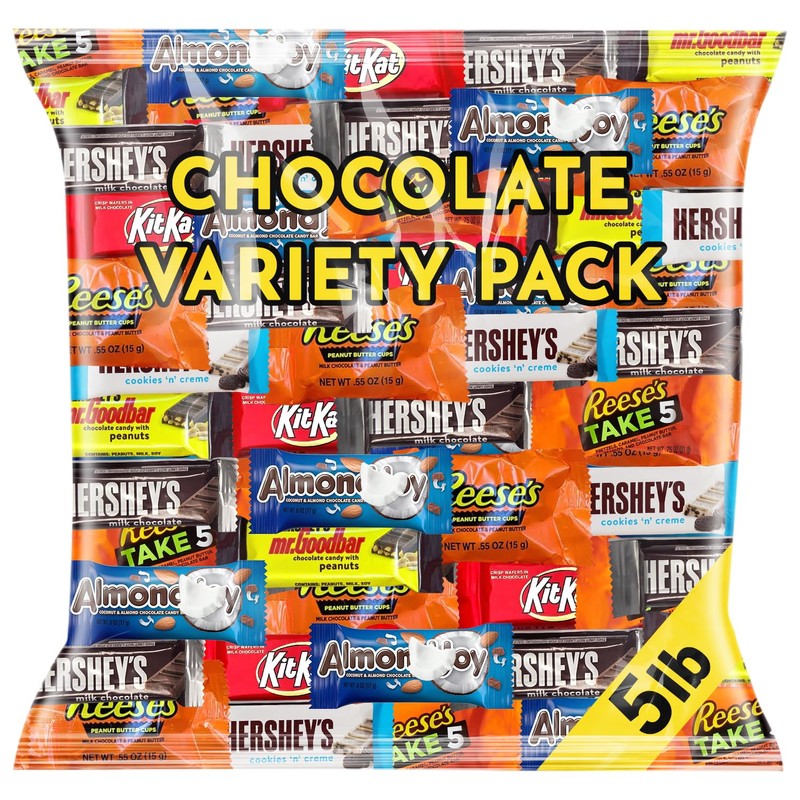 Chocolate Candy Variety Pack, 5 Pounds, Approximately 250 Pieces, Individually