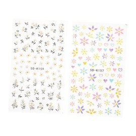 Vaguelly 2 Sheets Embossed Marguerite Nail Art Stickers for DIY Nail Designs Unique Manicure Decals for Home Use Present for Friends Easy to Apply
