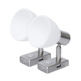 12V Reading Light LED RV Interior 3W with USB Port (5V/2A) Dimmable Bedside, Designed for Reading, Boat, Yacht, and Caravan,Touch Switch Warm Two Pack (NI 2X D1-USB)