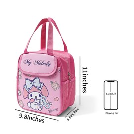 Cartoon Insulated Lunch Bags,Reusable Insulated Lunch Box, Leakproof Lunch Tote Bag, Easy To Clean Picnic Box Bento Bag, for Women Men Office Hiking Outdoor (Pink)