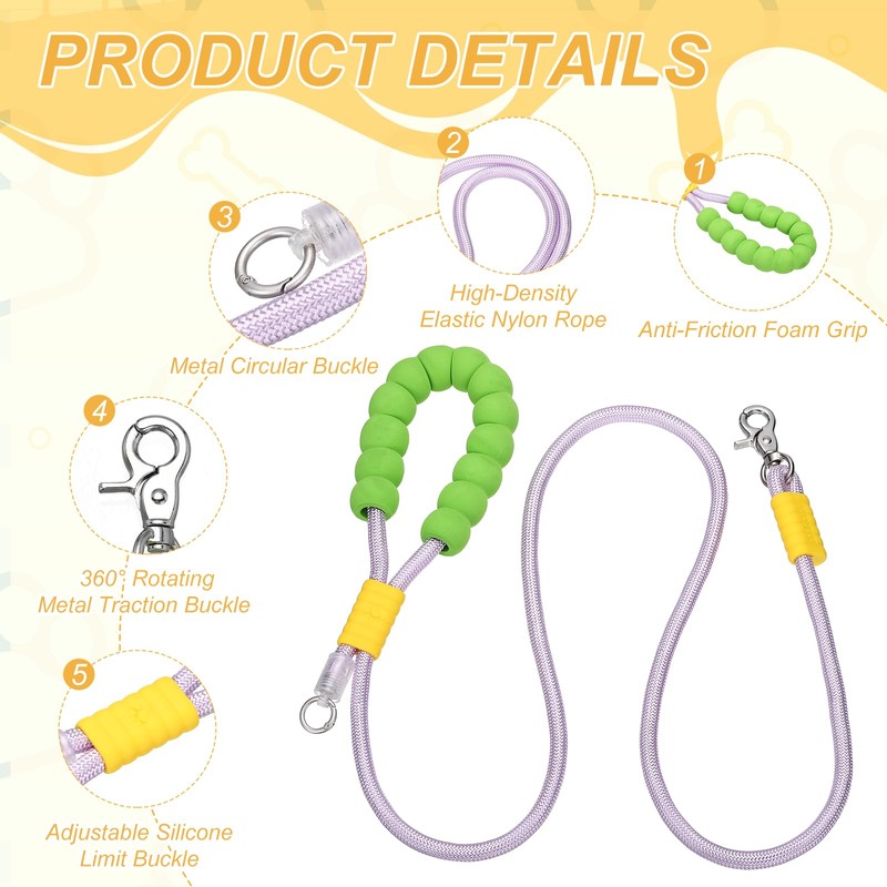 PETAXCELL Dog Leash with Padded Hands Free, 6.6ft/2m Adjustable Bungee