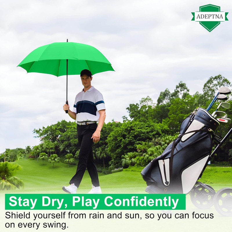 ADEPTNA Large 49” Double Ribbed Golf Umbrella Windproof and Waterproof