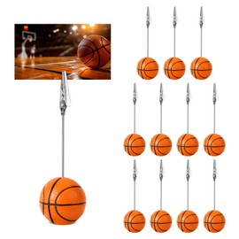 12pcs Resin Ball Base Memo Clips, Table Card Holders with Alligator Clips Table Picture Holder Place Card Stands Table Number Card Photo Holders for Sports Wedding Party Office Decor(Basketball)