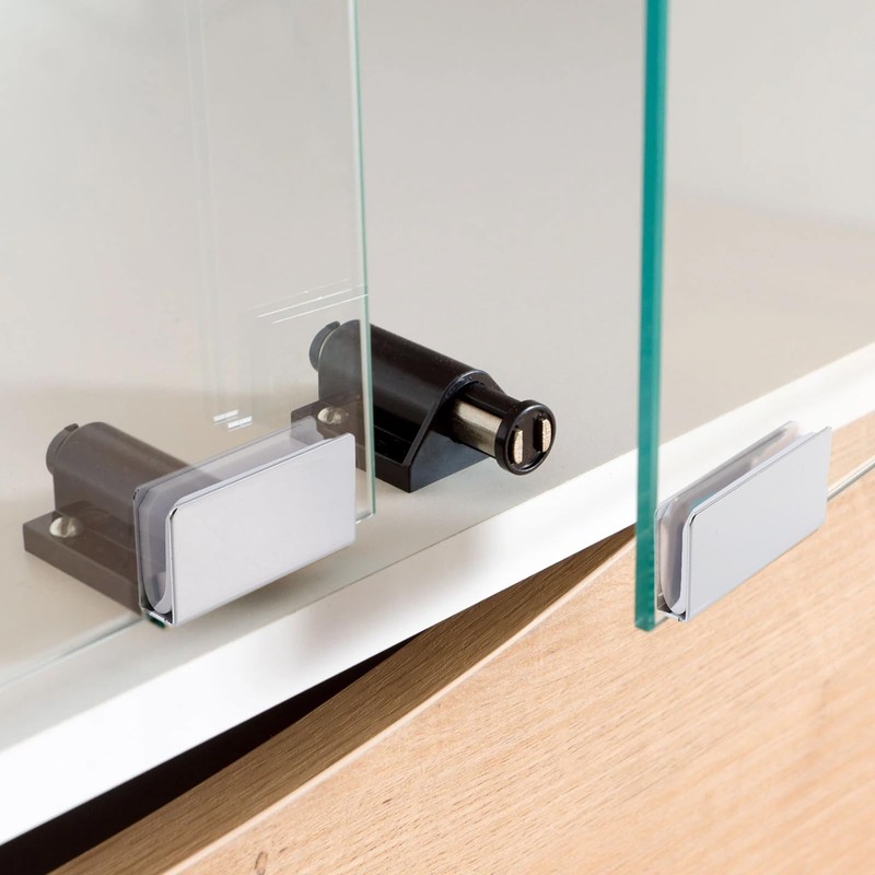 UTALIND 4 Pack Glass Clip Silver Strikes Plate Magnetic Rectangular