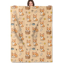 Playful Corgi - Manta de franela suave y ligera para sala de estar, ropa de cama, viajes, decoración del hogar, acogedora, 50 x 60 pulgadas, regalos para adultos, niños, mujeres y hombres