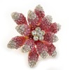Avalaya Large Dimensional Clear/Pink Diamante Narcissus Cocktail Ring In Gold