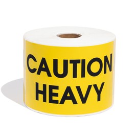 Aegis Adhesives - 3" X 5" Caution Heavy Stickers for Shipping and Moving Boxes - Warning Labels with Permanent Adhesive (1 Roll, 500/Roll)