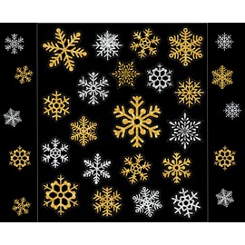 JarThenaAMCS 500Pcs Winter Paper Sticker Glitter Snowflake Envelope Seal Sticker Silver Gold Self-Adhesive Label Decal for Christmas Greeting Card Sealing Craft Supplies