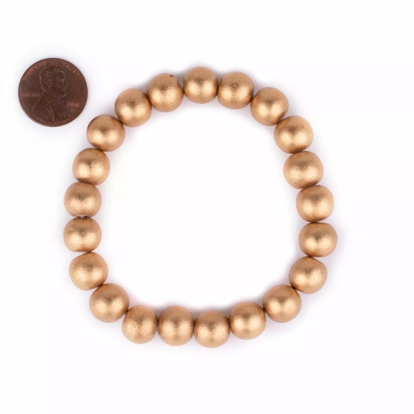 Gold Wood Bracelet 10mm Round Large Hole