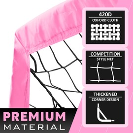 RUNBOW 9x5 ft Portable Kids Soccer Goal for Backyard Adult Junior Large Girl Practice Soccer Net with Carry Bag (9x5ft, Pink, 1 Pack)