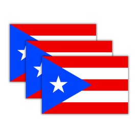Puerto Rican Flag Vinyl Flag Stickers, Car Decals, Waterproof Indoor Outdoor, Laptop Stickers, Car Bumper, Puerto Rico Flag, 5 x 3 Inches, Set of 3