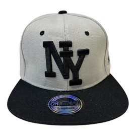 Jeamis Children's NY Cap Kids USA Summer Snapback Baseball Cap Cap Unisex Trucker Starter Baseball Cap Hat Hawaiian Cult for Boys and Girls, NY Grey Black, Unit size
