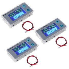 3PCS Battery Capacity Monitor 10-100V Gauge Meter Voltmeter with Temperature Display Digital Universal Battery Capacity Tester Switch Meter Gauge 12V 24V 36V 48V LCD Display Battery Indicator