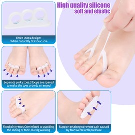 DYKOOK 6 PCS Hammer Toe Straightener | Hammer Toe Corrector | Hammer Toe Gels | 3 Loop Design Pinky Toes Joint Realign | Crooked,Curled,Overlapping Straightener | Gel Crests Splints Cushion,Support
