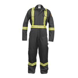 Just In Trend Flame Resistant FR High Visibility Hi Vis Coverall - 88 Percent C/12 Percent N (4X-Large, Dark Grey)