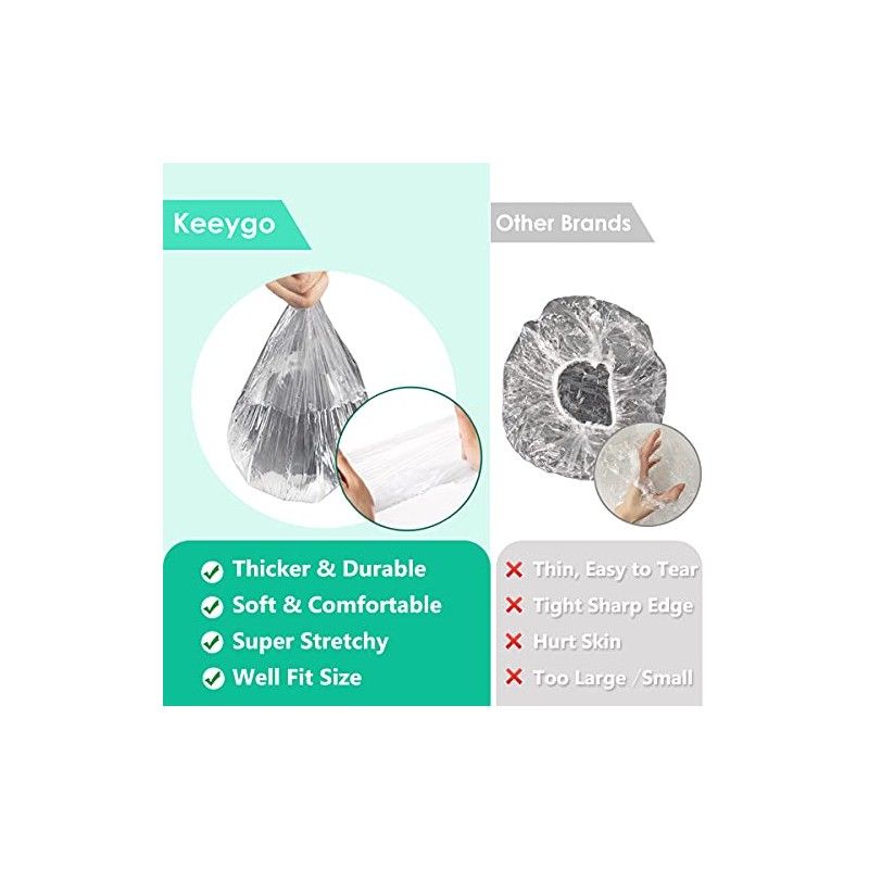Disposable Shower Caps 100 Pcs Bath Clear Waterproof Plastic Wraps