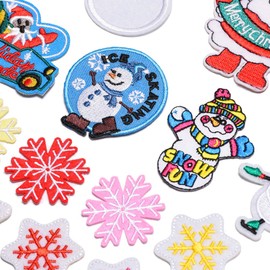 SUPVOX 34 Pcs Christmas Iron-on Patch Santa Snowman Tree Snowfake Sew-on Embroidered Patch Motif Applique Badges for Xmas Festival Party Cloth Hat DIY Decor